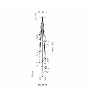 Baldwin 36cm Cluster Pendant 1.5m 7 x G9 Polished Chrome/Frosted/Clear Type M Shade-2