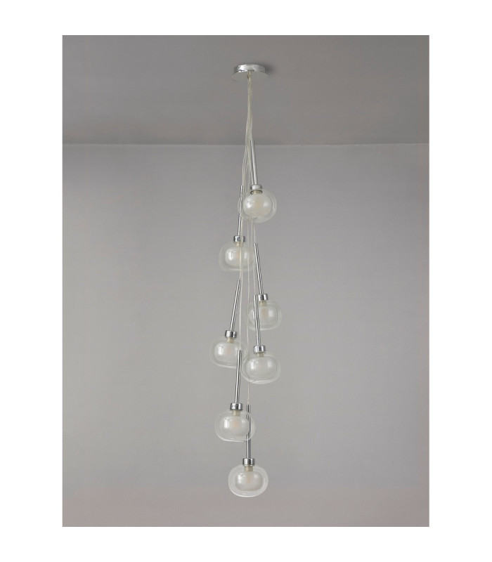 Baldwin 36cm Cluster Pendant 1.5m 7 x G9 Polished Chrome/Frosted/Clear Type M Shade-11