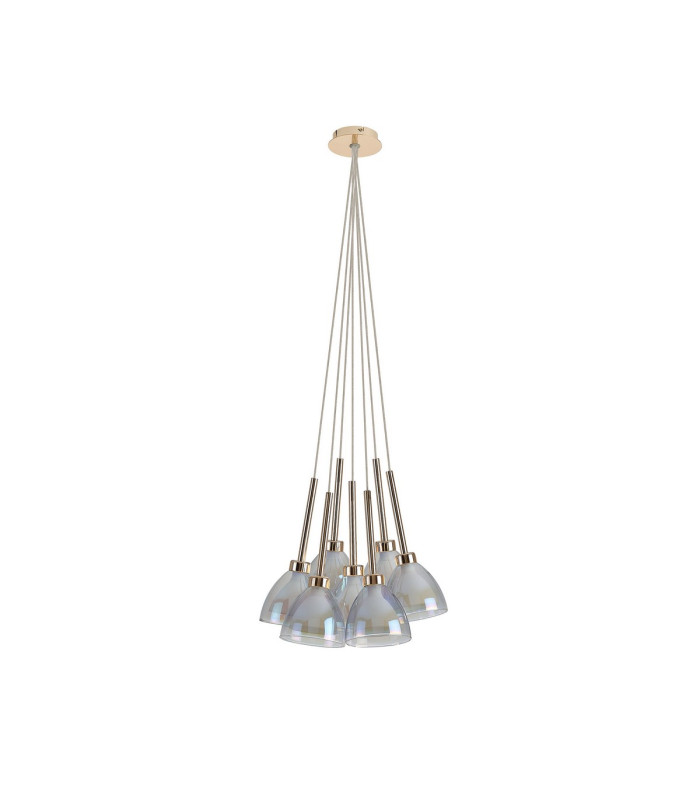 Baldwin 23cm 1.5m Cluster Pendant Curved Cone Glass (U) 7 Light G9 French Gold/Iridescent/Opal-4
