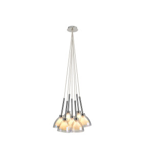 Baldwin 23cm 1.5m Cluster Pendant Curved Cone Glass (U) 7 Light G9 Polished Chrome/Iridescent/Opal-1