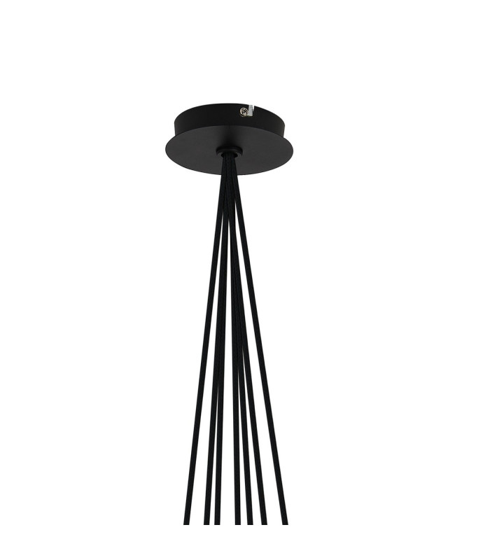 Baldwin 23cm 1.5m Cluster Pendant Curved Cone Glass (U) 7 Light G9 Satin Black/Iridescent/Opal-6