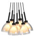 Baldwin 23cm 1.5m Cluster Pendant Curved Cone Glass (U) 7 Light G9 Satin Black/Iridescent/Opal-7