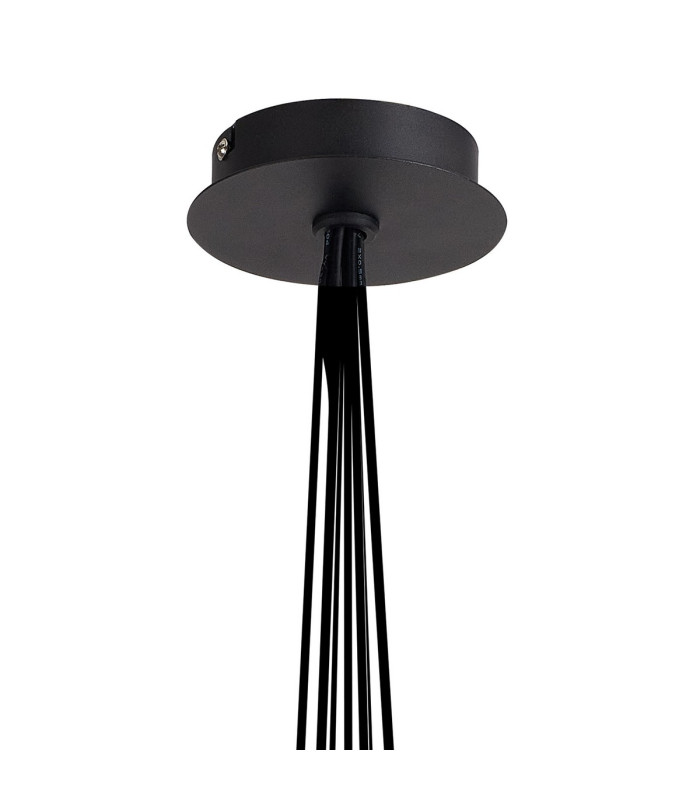 Baldwin 23cm 1.5m Cluster Pendant Curved Cone Glass (U) 7 Light G9 Satin Black/Iridescent/Opal-8