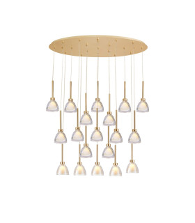 Baldwin Oval Multiple Pendant 2m Curved Cone Glass (U) 19 Light G9 French Gold/Iridescent/Opal/Matt Gold-1
