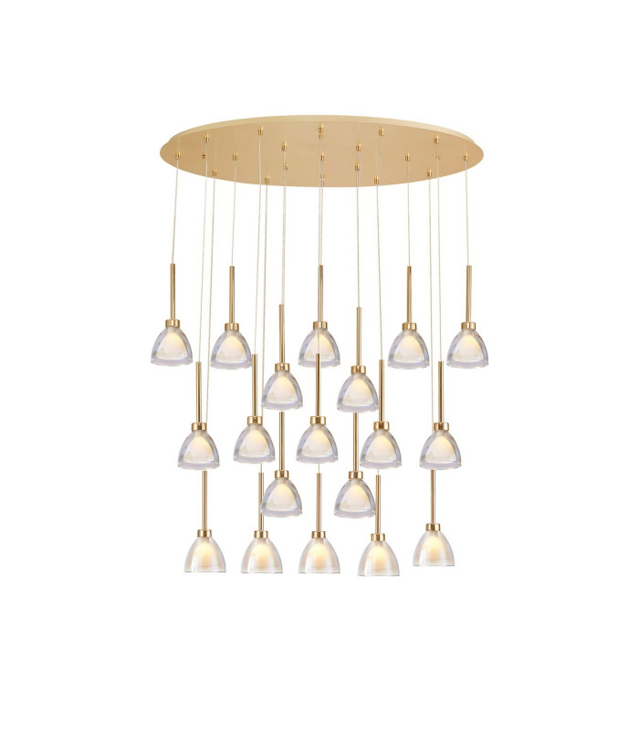 Baldwin Oval Multiple Pendant 2m Curved Cone Glass (U) 19 Light G9 French Gold/Iridescent/Opal/Matt Gold-1