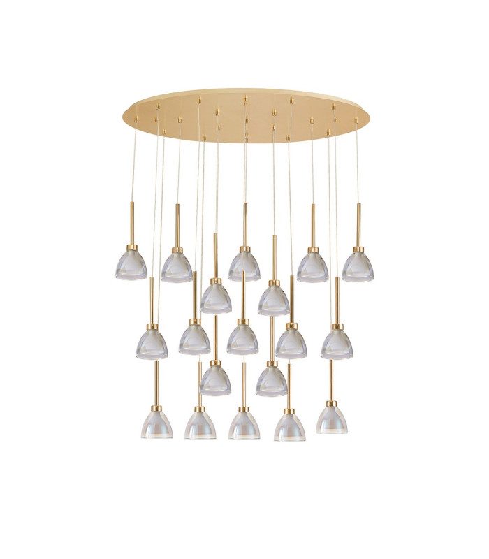Baldwin Oval Multiple Pendant 2m Curved Cone Glass (U) 19 Light G9 French Gold/Iridescent/Opal/Matt Gold-4