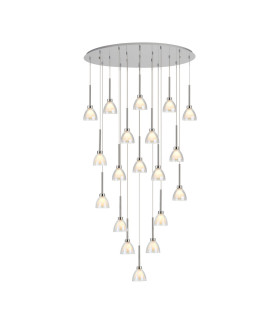 Baldwin Oval Multiple Pendant 2m Curved Cone Glass (U) 19 Light G9 Polished Chrome/Iridescent/Opal-1