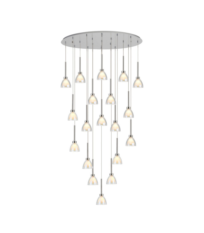 Baldwin Oval Multiple Pendant 2m Curved Cone Glass (U) 19 Light G9 Polished Chrome/Iridescent/Opal-1