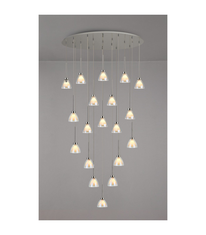 Baldwin Oval Multiple Pendant 2m Curved Cone Glass (U) 19 Light G9 Polished Chrome/Iridescent/Opal-3