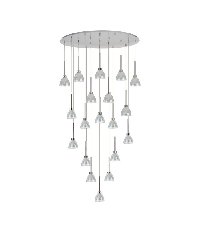 Baldwin Oval Multiple Pendant 2m Curved Cone Glass (U) 19 Light G9 Polished Chrome/Iridescent/Opal-4