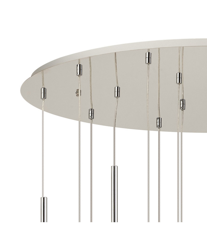 Baldwin Oval Multiple Pendant 2m Curved Cone Glass (U) 19 Light G9 Polished Chrome/Iridescent/Opal-9