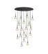 Baldwin Oval Multiple Pendant 2m Curved Cone Glass (U) 19 Light G9 Satin Black/Iridescent/Opal-1