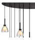 Baldwin Oval Multiple Pendant 2m Curved Cone Glass (U) 19 Light G9 Satin Black/Iridescent/Opal-5