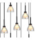 Baldwin Oval Multiple Pendant 2m Curved Cone Glass (U) 19 Light G9 Satin Black/Iridescent/Opal-6
