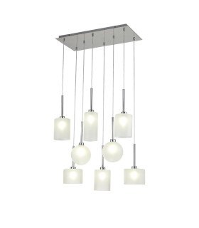 Baldwin Rectangle Multiple Pendant 2m 8 x G9 Polished Chrome/Frosted Type A