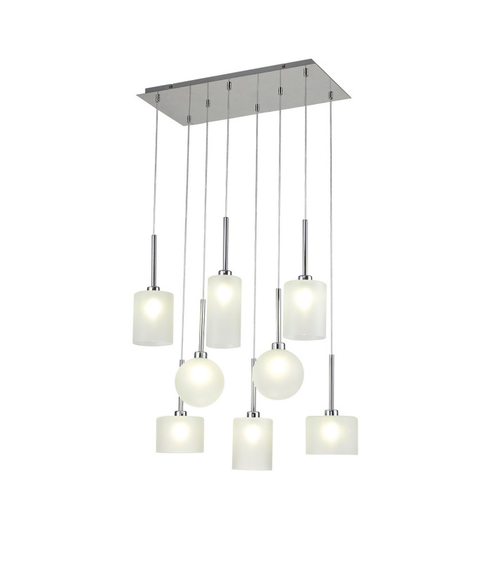 Baldwin Rectangle Multiple Pendant 2m 8 x G9 Polished Chrome/Frosted Type A
