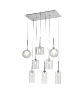 Baldwin Rectangle Multiple Pendant 2m 8 x G9 Polished Chrome/Clear/Frosted Type A