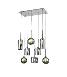 Baldwin Rectangle Multiple Pendant 2m 8 x G9 Polished Chrome/Chrome/Frosted Type A
