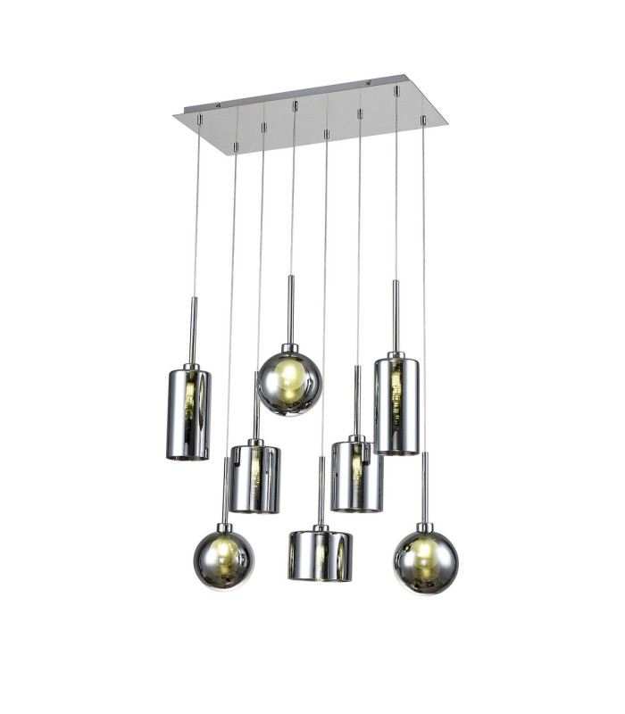 Baldwin Rectangle Multiple Pendant 2m 8 x G9 Polished Chrome/Chrome/Frosted Type A