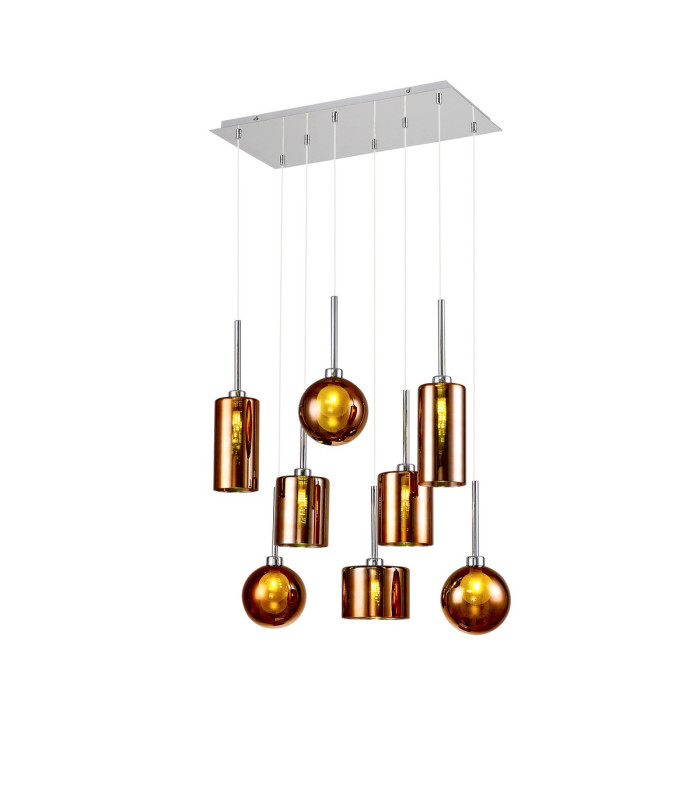 Baldwin Rectangle Multiple Pendant 2m 8 x G9 Polished Chrome/Copper/Frosted Type A