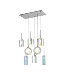 Baldwin Rectangle Multiple Pendant 2m 8 x G9 Polished Chrome/Iridescent/Frosted Type A