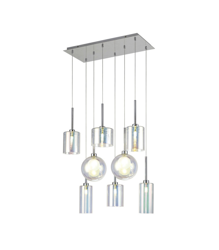 Baldwin Rectangle Multiple Pendant 2m 8 x G9 Polished Chrome/Iridescent/Frosted Type A