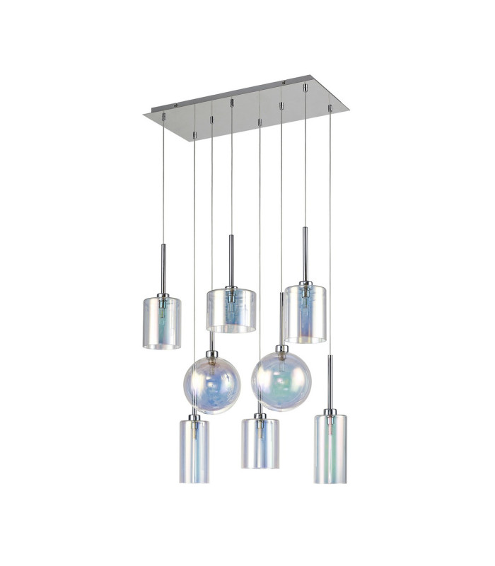 Baldwin Rectangle Multiple Pendant 2m 8 x G9 Polished Chrome/Iridescent/Frosted Type A