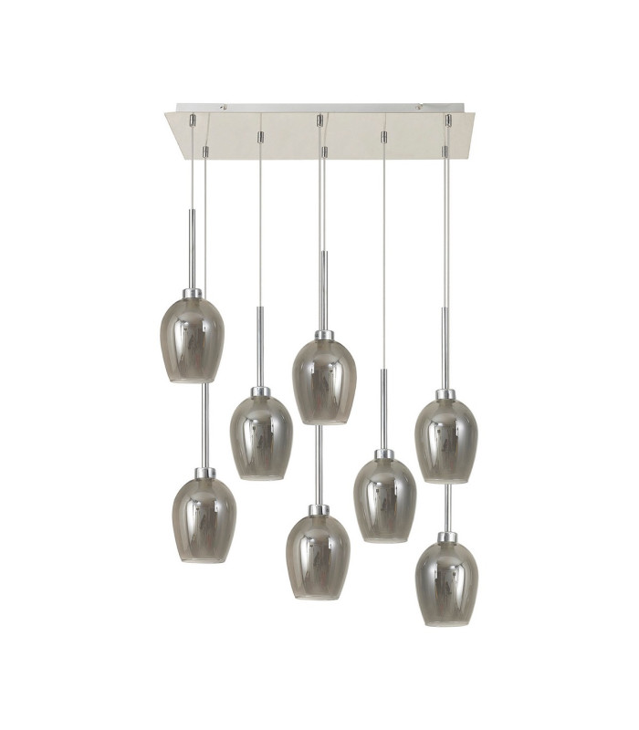 Baldwin Rectangle Multiple Pendant 2m 8 x G9 Polished Chrome/Smoke/Frosted Type D Shade-4