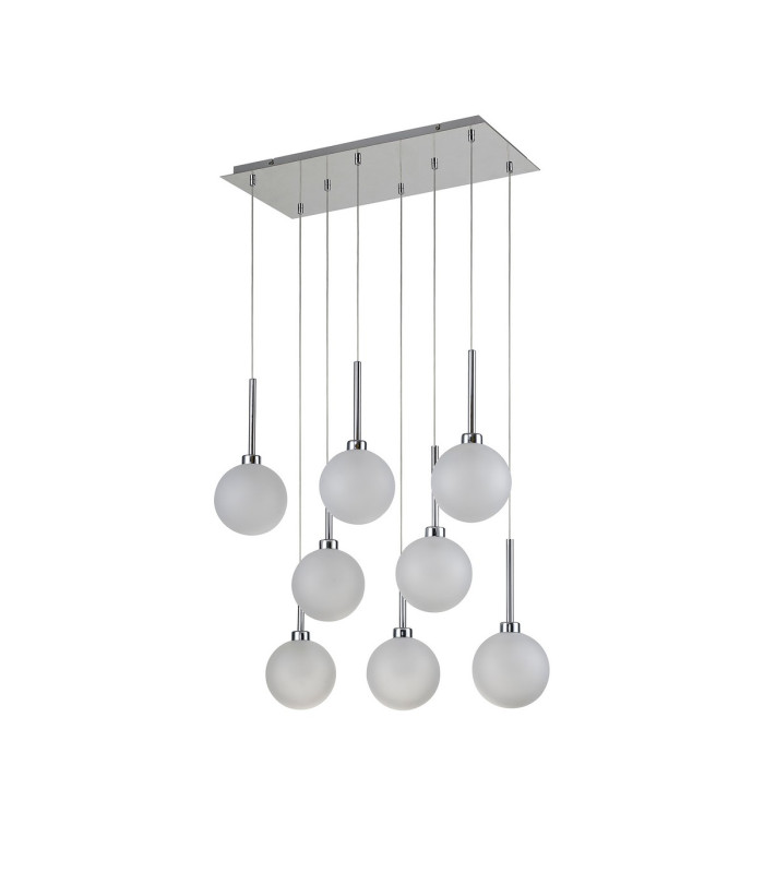 Baldwin Rectangle Multiple Pendant 2m 8 x G9 Polished Chrome/Frosted Type G Shade-4