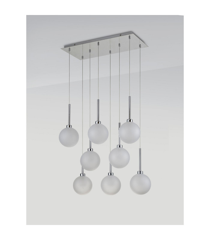 Baldwin Rectangle Multiple Pendant 2m 8 x G9 Polished Chrome/Frosted Type G Shade-9