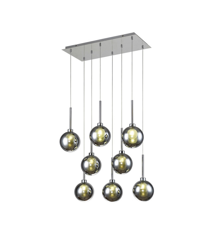 Baldwin Rectangle Multiple Pendant 2m 8 x G9 Polished Chrome/Chrome/Frosted Type G Shade-1