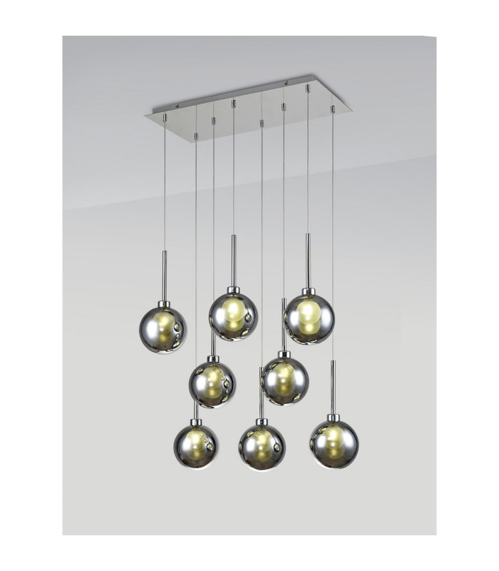 Baldwin Rectangle Multiple Pendant 2m 8 x G9 Polished Chrome/Chrome/Frosted Type G Shade-3