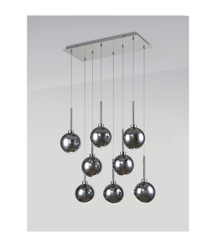 Baldwin Rectangle Multiple Pendant 2m 8 x G9 Polished Chrome/Chrome/Frosted Type G Shade-10