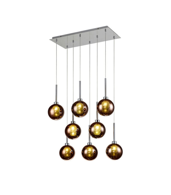 Baldwin Rectangle Multiple Pendant 2m 8 x G9 Polished Chrome/Copper/Frosted Type G Shade-1