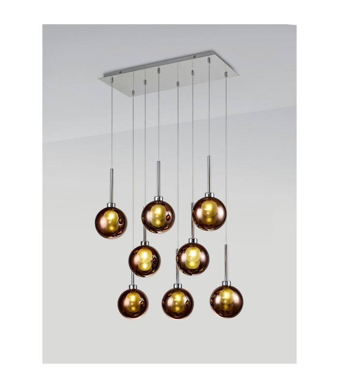 Baldwin Rectangle Multiple Pendant 2m 8 x G9 Polished Chrome/Copper/Frosted Type G Shade-3