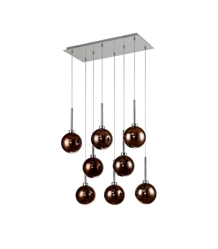 Baldwin Rectangle Multiple Pendant 2m 8 x G9 Polished Chrome/Copper/Frosted Type G Shade-4