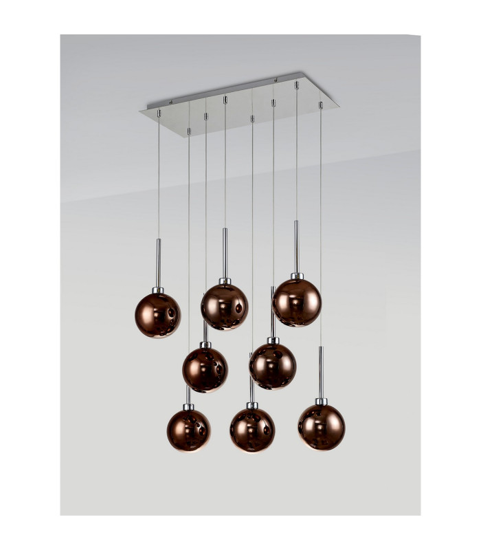 Baldwin Rectangle Multiple Pendant 2m 8 x G9 Polished Chrome/Copper/Frosted Type G Shade-10
