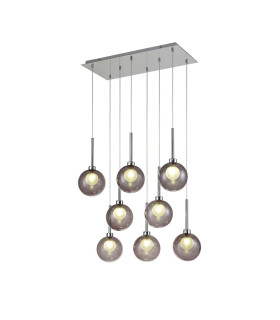 Baldwin Rectangle Multiple Pendant 2m 8 x G9 Polished Chrome/Smoked/Frosted Type G Shade-1