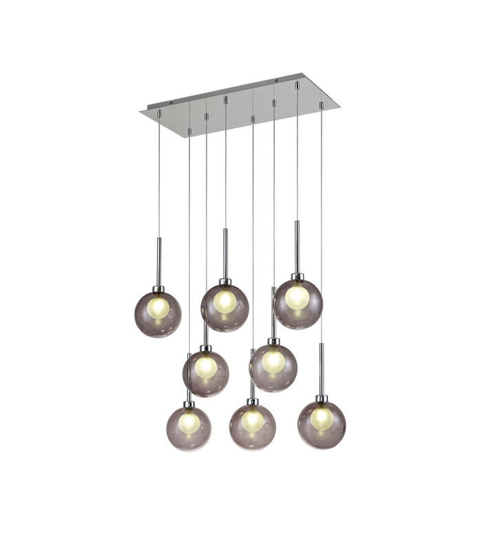 Baldwin Rectangle Multiple Pendant 2m 8 x G9 Polished Chrome/Smoked/Frosted Type G Shade-1