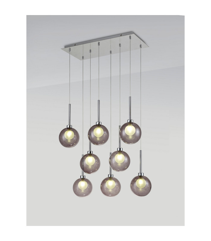 Baldwin Rectangle Multiple Pendant 2m 8 x G9 Polished Chrome/Smoked/Frosted Type G Shade-3