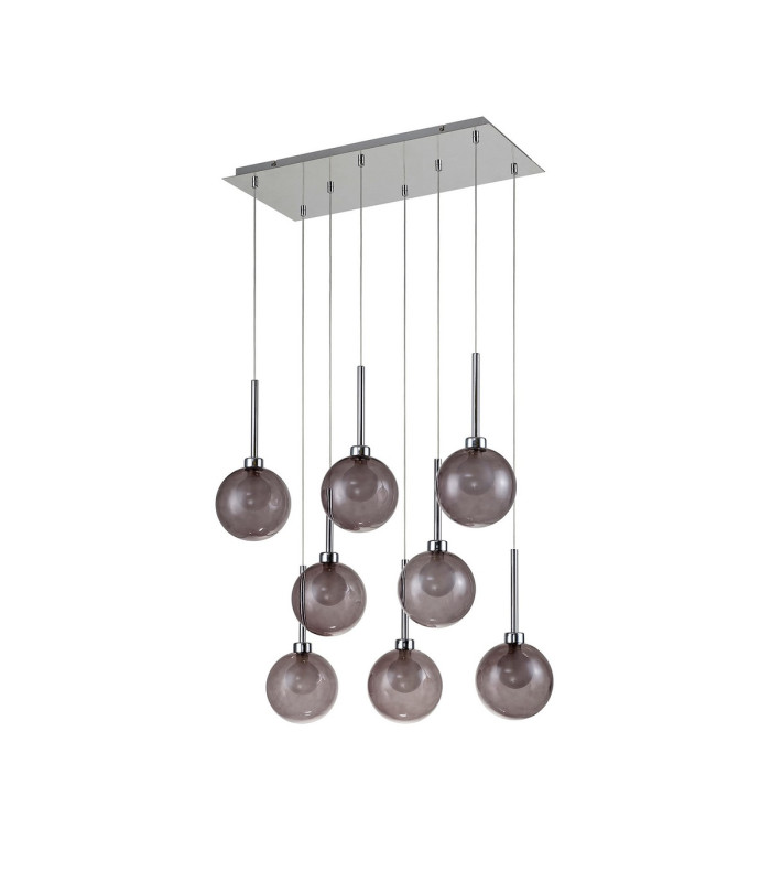 Baldwin Rectangle Multiple Pendant 2m 8 x G9 Polished Chrome/Smoked/Frosted Type G Shade-4