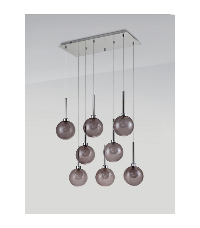 Baldwin Rectangle Multiple Pendant 2m 8 x G9 Polished Chrome/Smoked/Frosted Type G Shade-10