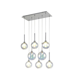 Baldwin Rectangle Multiple Pendant 2m 8 x G9 Polished Chrome/Iridescent/Frosted Type G Shade-1
