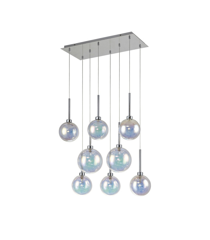 Baldwin Rectangle Multiple Pendant 2m 8 x G9 Polished Chrome/Iridescent/Frosted Type G Shade-4