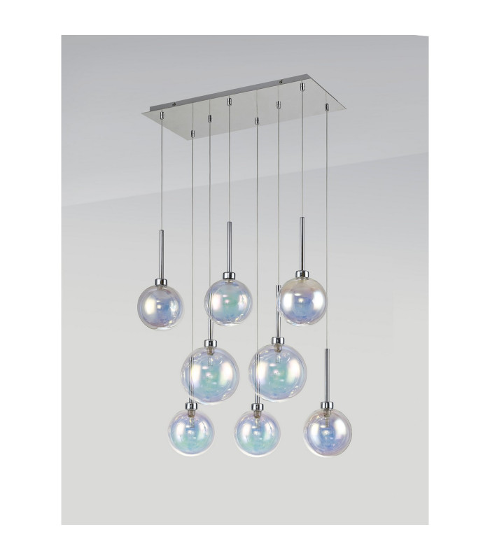 Baldwin Rectangle Multiple Pendant 2m 8 x G9 Polished Chrome/Iridescent/Frosted Type G Shade-13