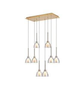 Baldwin Rectangle Multiple Pendant 2m Curved Cone Glass (U) 8 Light G9 French Gold/Iridescent/Opal/Matt Gold-1