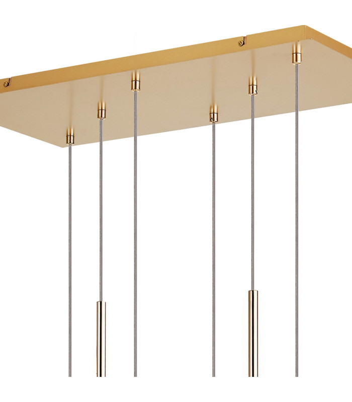 Baldwin Rectangle Multiple Pendant 2m Curved Cone Glass (U) 8 Light G9 French Gold/Iridescent/Opal/Matt Gold-6