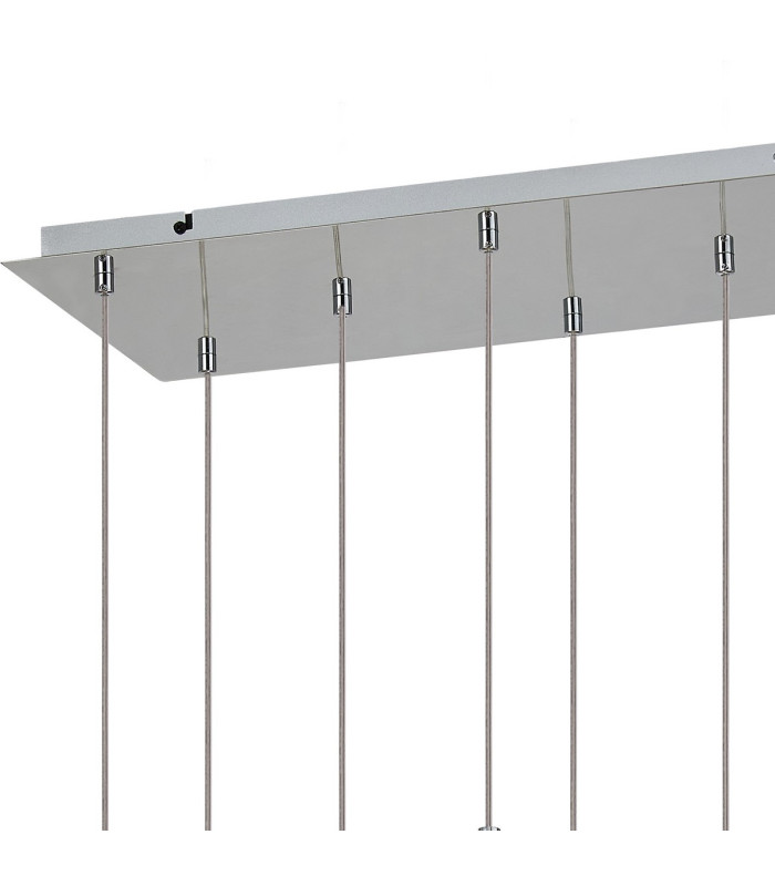 Baldwin Rectangle Multiple Pendant 2m Curved Cone Glass (U) 8 Light G9 Polished Chrome/Iridescent/Opal-5