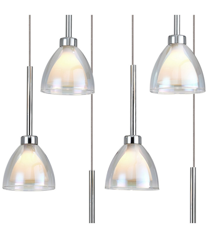 Baldwin Rectangle Multiple Pendant 2m Curved Cone Glass (U) 8 Light G9 Polished Chrome/Iridescent/Opal-6
