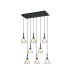 Baldwin Rectangle Multiple Pendant 2m Curved Cone Glass (U) 8 Light G9 Satin Black/Iridescent/Opal-6